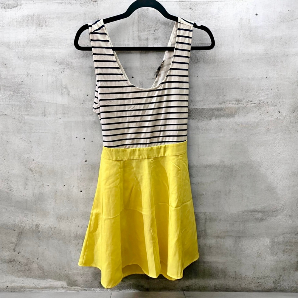 Women's Omeya Wanshida Striped Yellow Mini Dress L